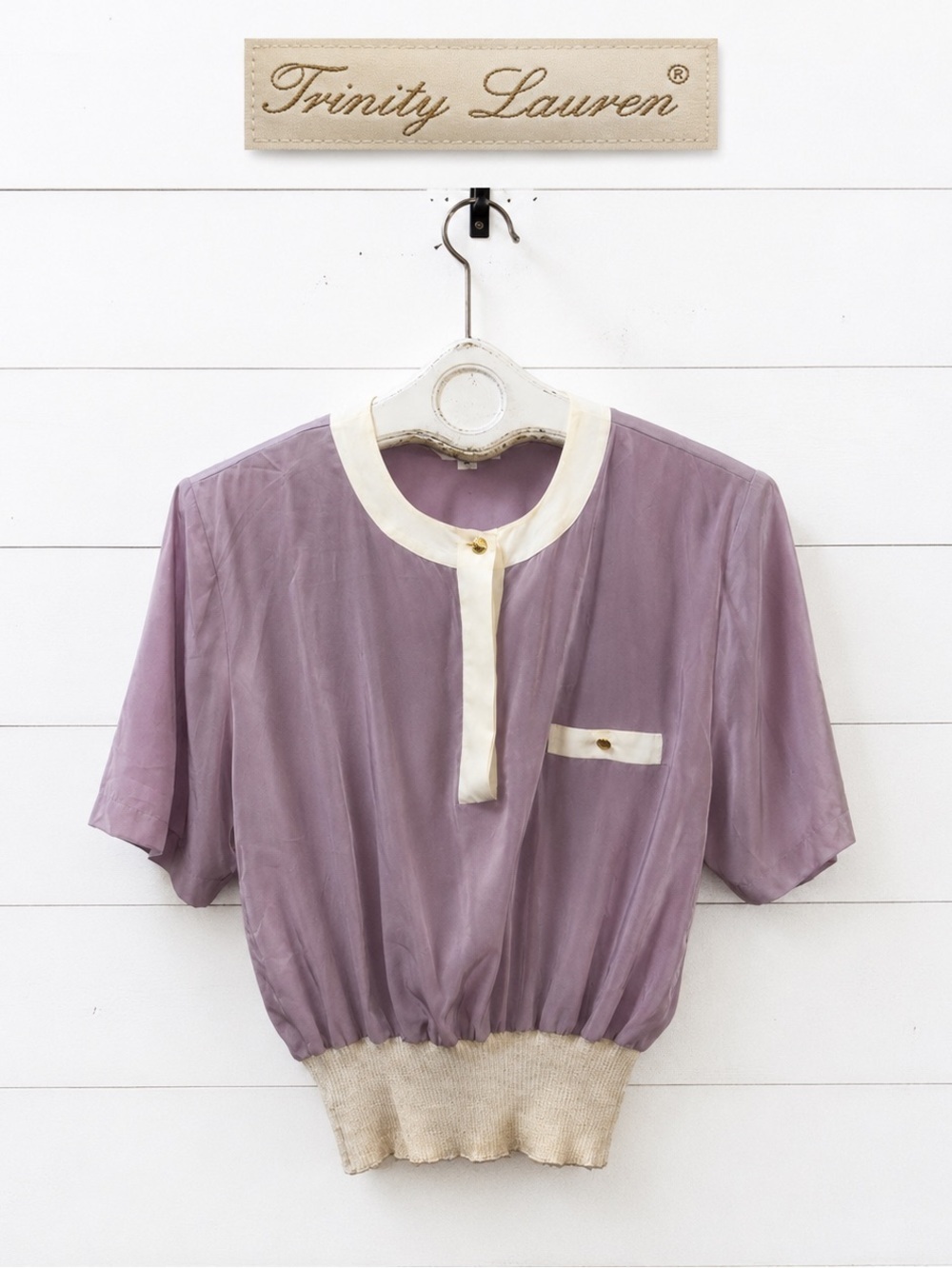 Trinity LaurenVINTAGE – Lilac & Cream Blouse – 48